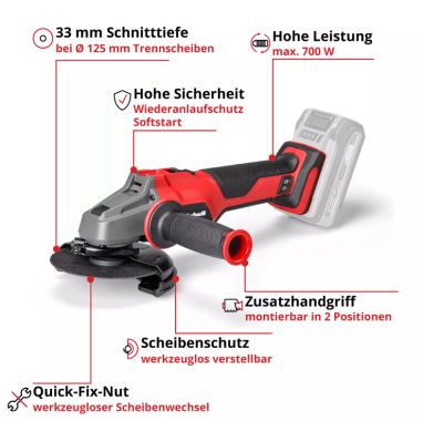 Einhell PROFESSIONAL Akku-Winkelschleifer AXXIO 18/125 Q, 4431151